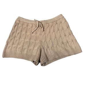 Anthropologie Saturday Sunday Camel Chunky Cable Knit Lounge Cozy Shorts Medium